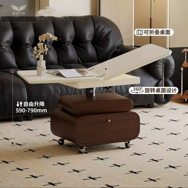 Mesa de centro de madera maciza retro francesa, mesa de comedor, apartamento pequeño de doble uso, sala de estar americana, hogar, lujo ligero, nuevo móvil