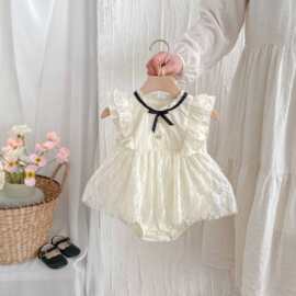 婴儿衣服2026夏季薄款女宝宝连体衣蕾丝裙公主周岁礼服包屁衣a类