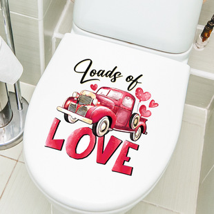 Valentine's Day cartoon car toilet seat stickers creative toilet cover stickers decorative stickers toilet waterproof