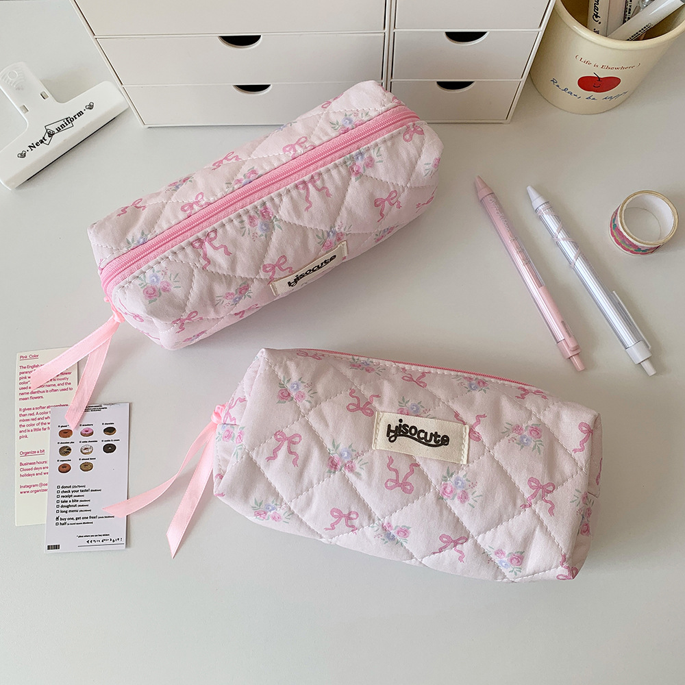 60g Weight Pencil Case Stationery Type 1 Piece Quantity Class, Learning, Graduation Occasion Cotton, Polyester Material Bow Knot Pattern Korean Style Style Bow Knot Cotton Polyester Class Learning Graduation Korean Style Pencil Case 5