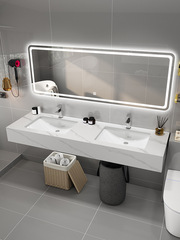 5ZV7 wholesale modern slate integrated double basin bathroom cabinet combination bathroom large size light luxury wash basin double basin