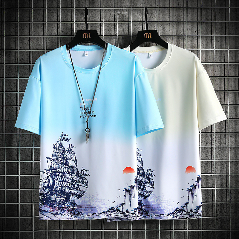 Ice Silk Short-sleeved T-shirt Men's Summer Thin Modal Half-sleeved T-shirt Men's Student Base Shirt Foreign Trade Tailings