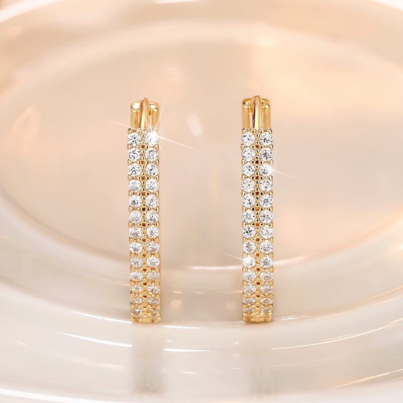 Sparkling U-shaped Drop Earrings French Style Textured Jewellery_voghion.com