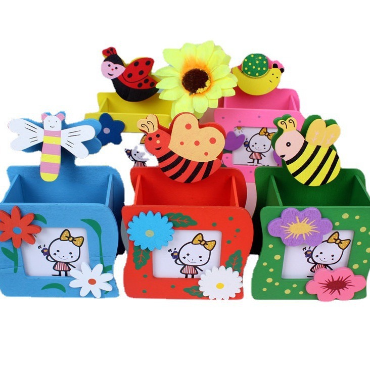 Premios creativos para estudiantes de primaria Portalápices de madera Dibujos animados lindos regalos para niños útiles escolares Papelería de jardín de infantes