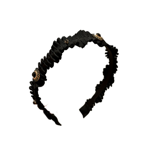 French retro style headband baroque palace velvet headband black lace pearl bow hair accessories