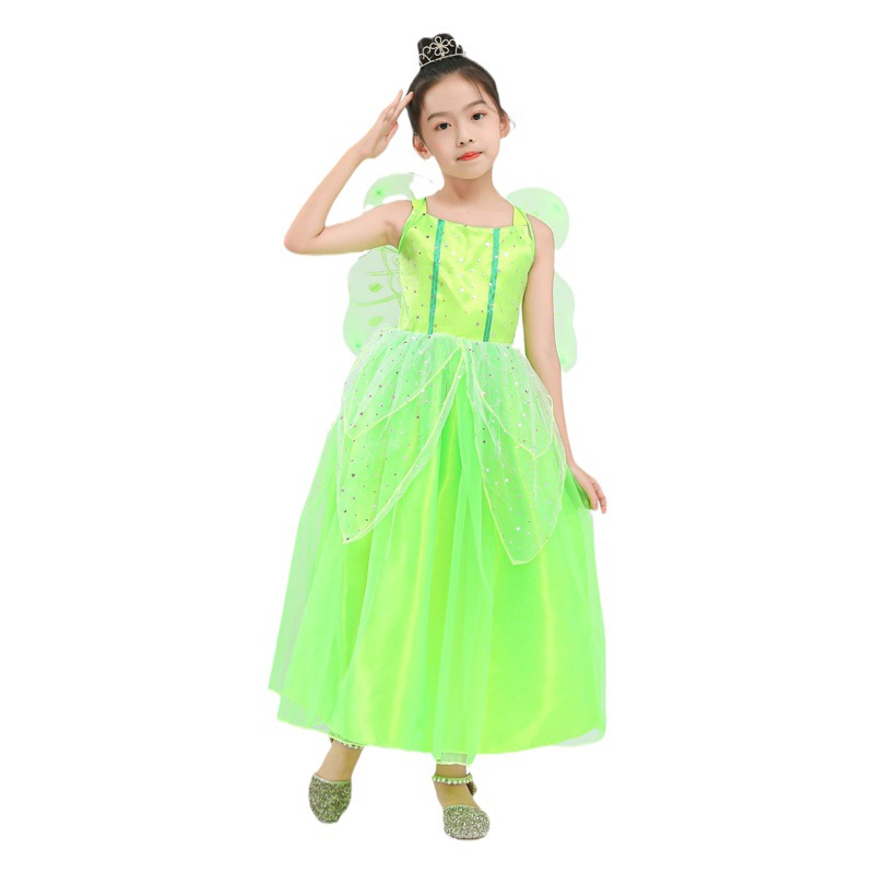 Hada maravillosa para niños Tinker Bell vestido de hadas de dibujos animados vestido de princesa de rol con alas vestido de rendimiento