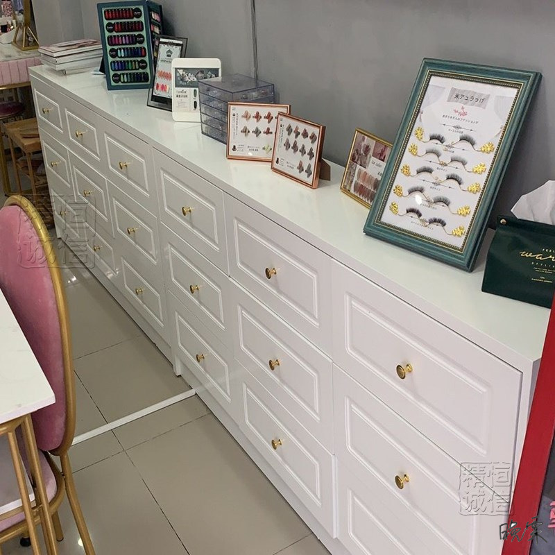 美甲收纳柜落地抽屉式指甲油地柜矮柜靠墙柜美甲店柜子储物柜储存