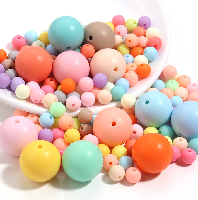 Cuentas redondas acrílicas de color sólido para Navidad, cuentas redondas de color sólido para joyería hecha a mano, accesorios de bricolaje, cuentas redondas de color sólido, cuentas sueltas.