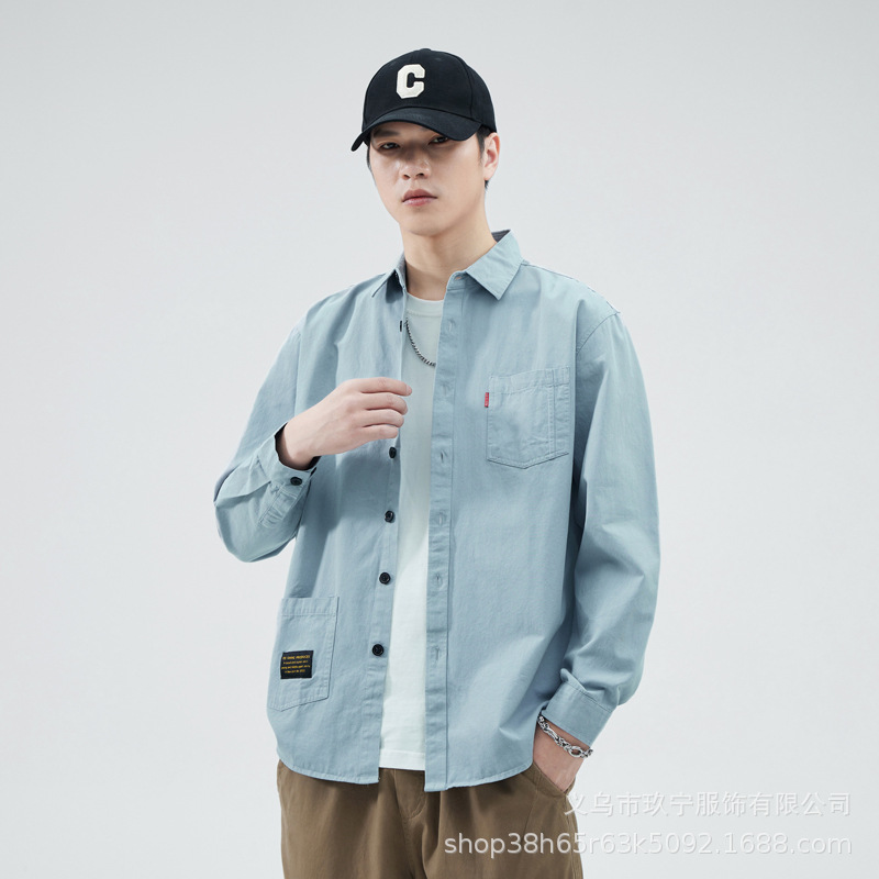 2024 primavera nueva camisa de algodón hombre de alto nivel de moda de negocios de manga larga ropa de moda puerto de moda para hombres