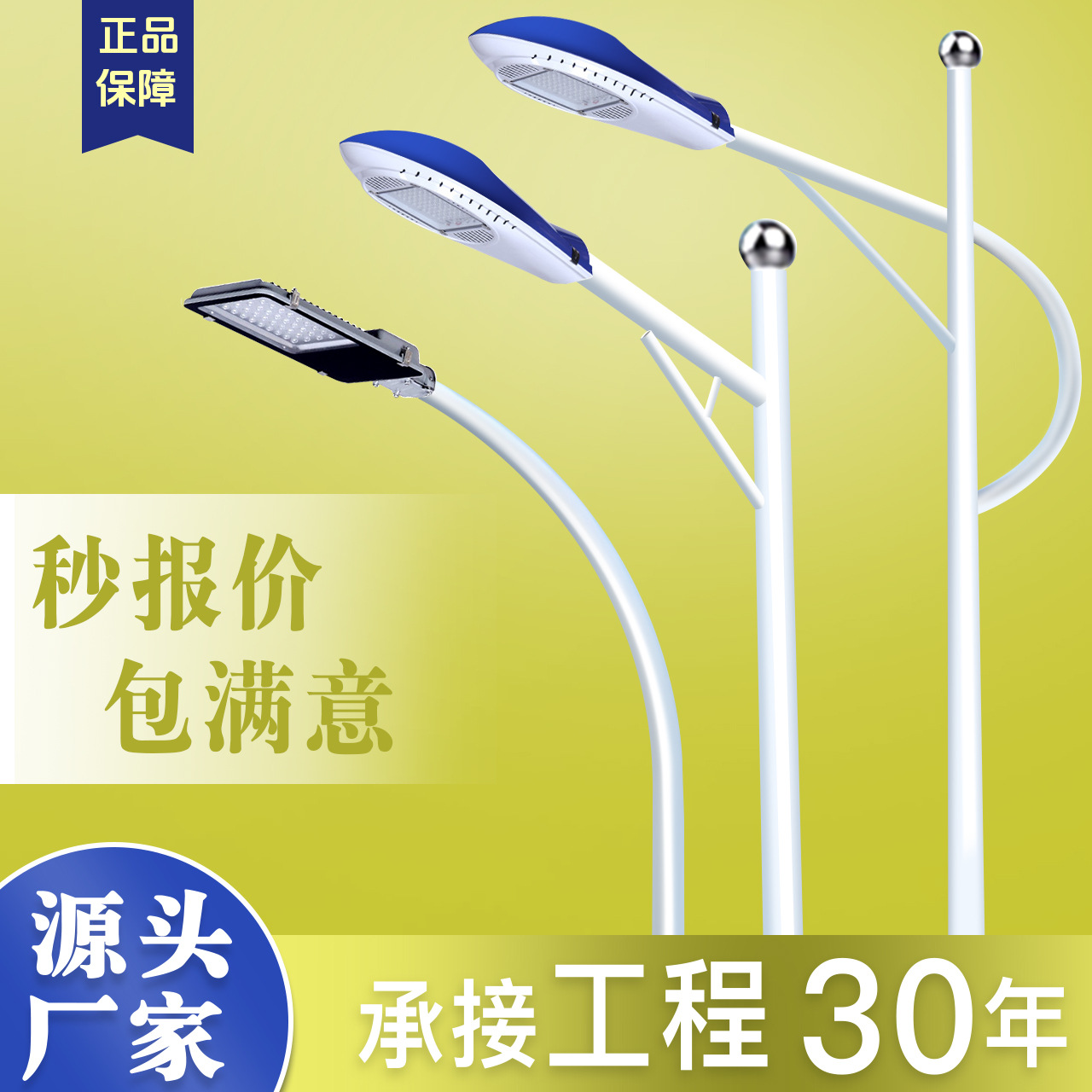 市政接电款路灯杆单双臂6米8米12米农村照明一体杆定制户外照明