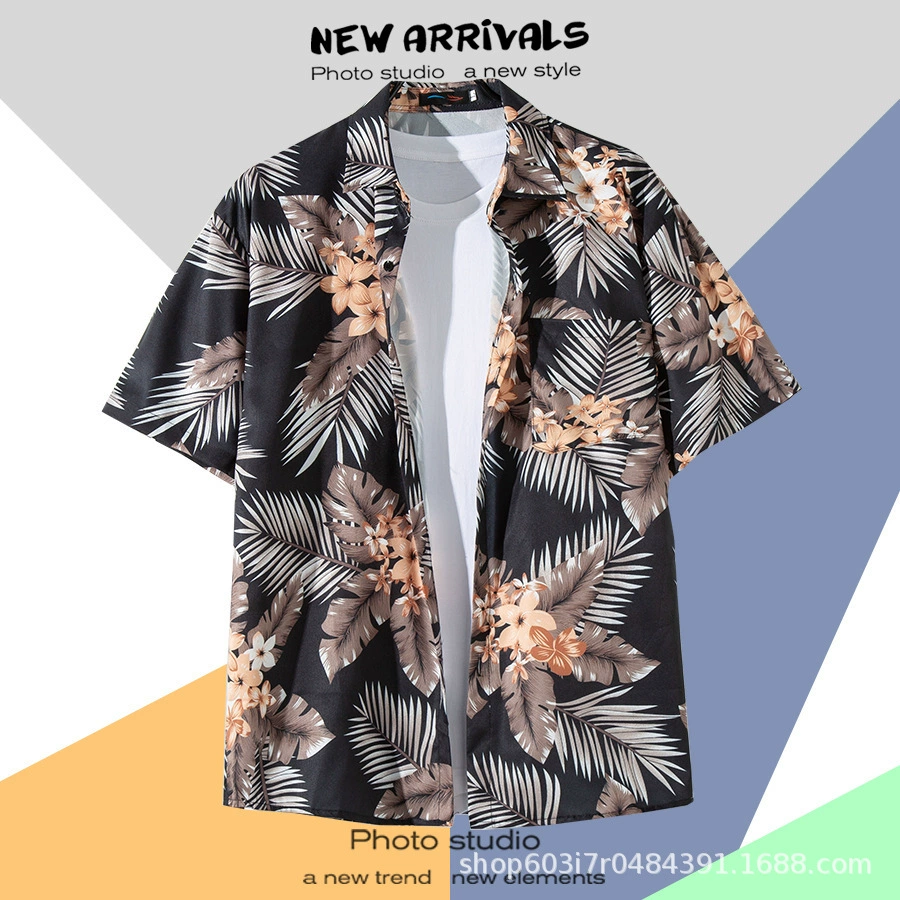 Пляжная рубашка, 3D цифровая печать, короткий рукав, размеры S–5XL, летний casual