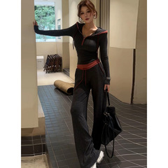 深圳南油一整套女2025秋季修身洋气韩版卫衣阔腿裤休闲运动两件套