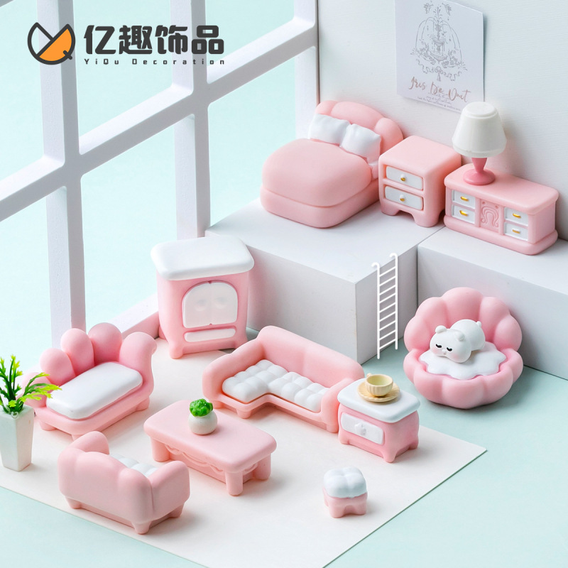 Creative Q Play Pink Furniture Series Handmade DIY Decorations Accessories Miniatures Living Room Landscape Ornaments Creative Q Play Pink Furniture Series Handmade DIY Decorations Accessories Miniatures Living Room Landscape Ornaments