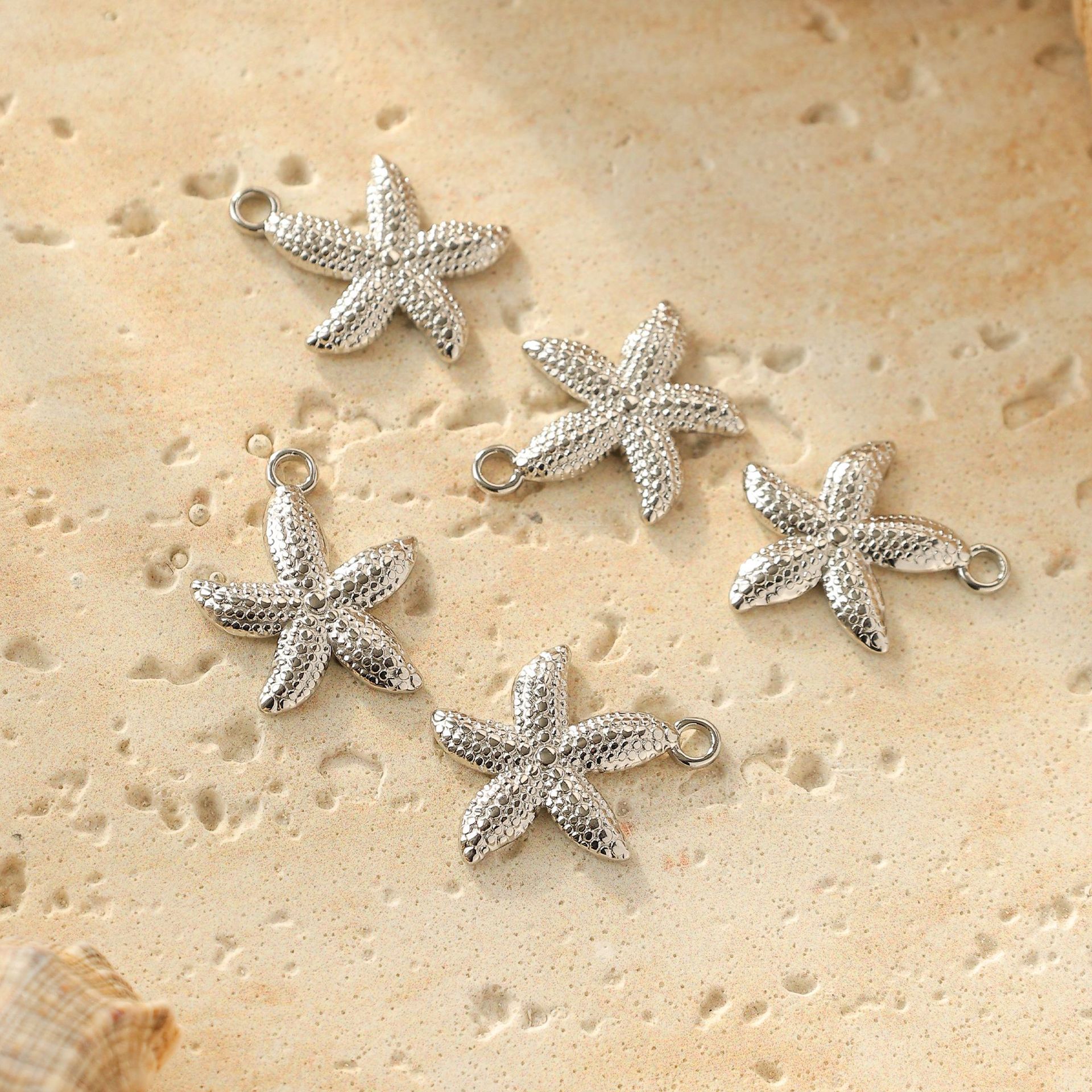 304 Stainless Steel Material 5 PCS/Package 304 Stainless Steel Starfish Pendant