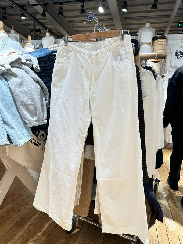BM Style White Drawstring Wide Leg Straight Casual Pants Bm All-match Loose Slim Look Overalls Trousers BM Style White Drawstring Wide Leg Straight Casual Pants Bm All-match Loose Slim Look Overalls Trousers