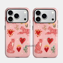 外贸热销粉色老虎苹果17promax手机壳ip14pm爱心菲林适用三星s25U
