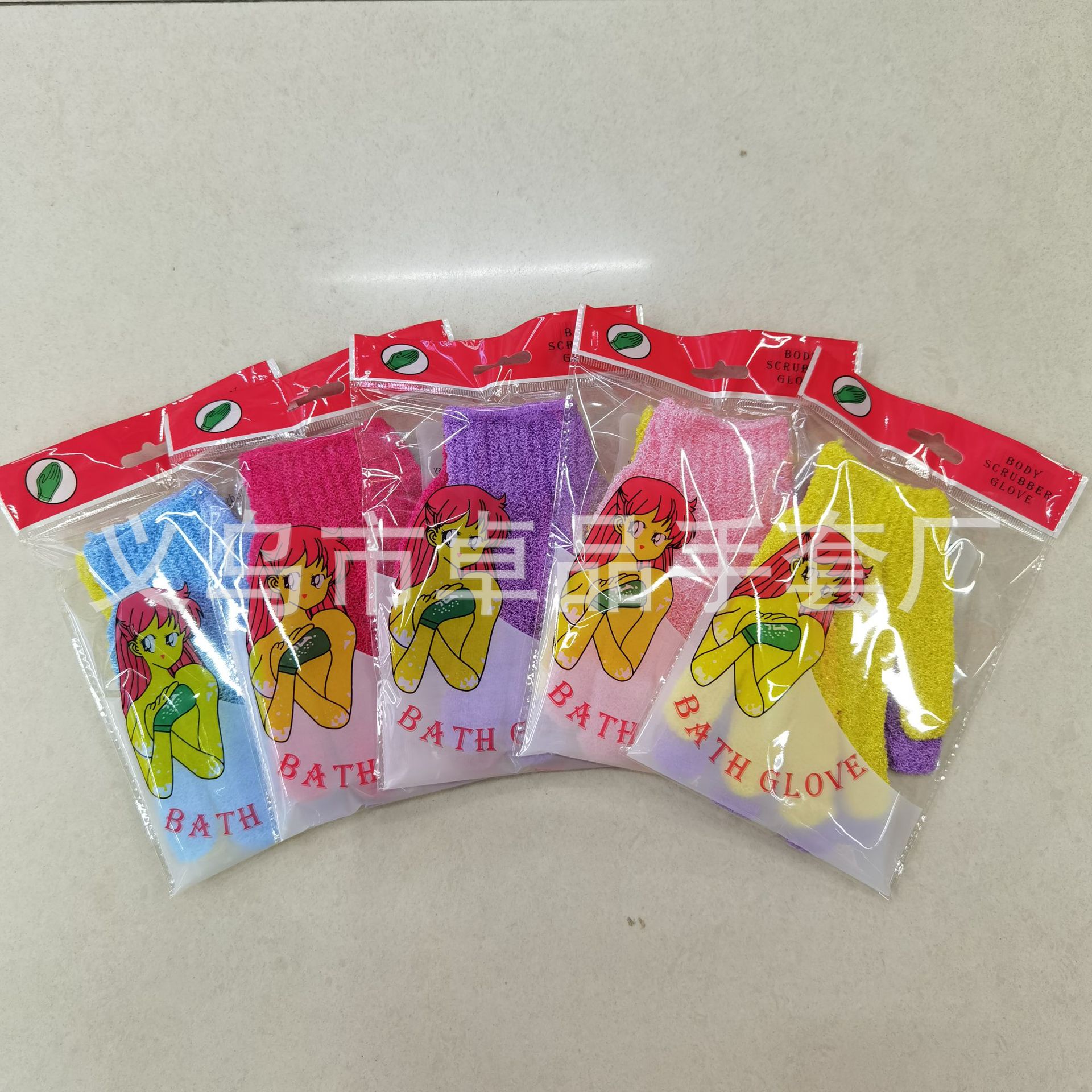 Guantes coreanos para fregar el baño con cinco dedos, guantes exfoliantes de nailon a la moda para el hogar, artefacto para fregar guantes de baño