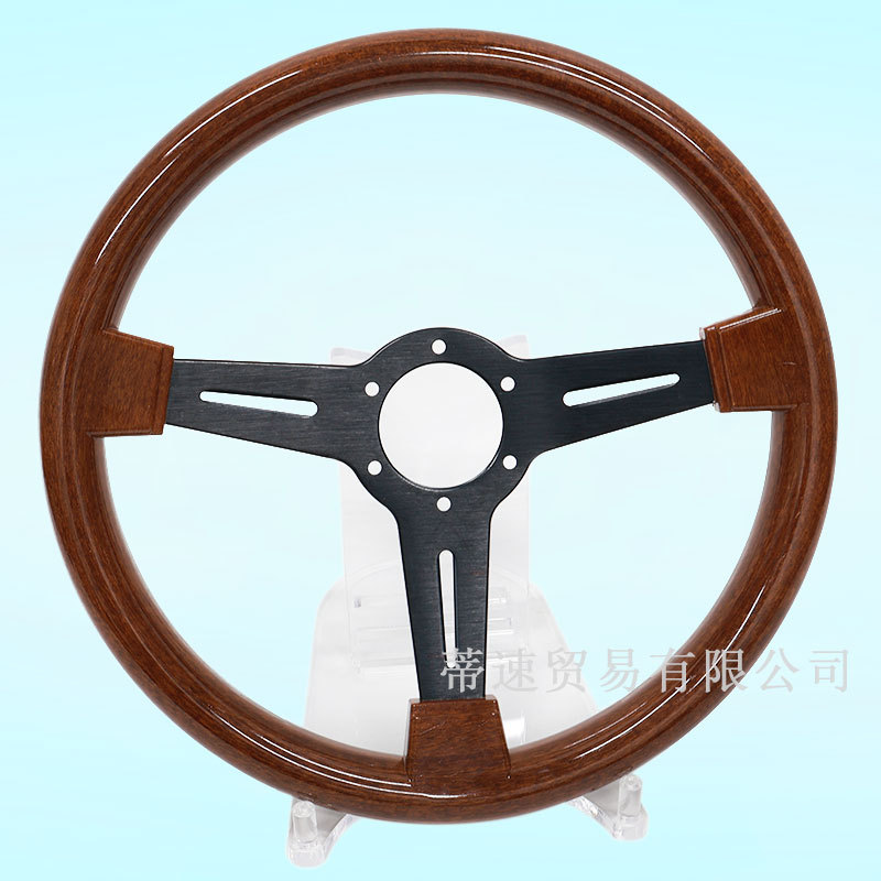 Factory direct car modification universal ABS imitation mahogany steering wheel 14 inch 350mm flat retro steering wheel