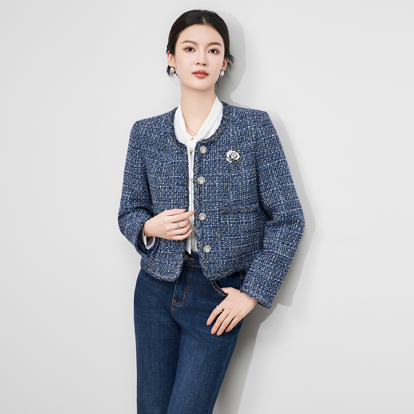 2513702-Nanyou High-Quality Women's Clothing French Style Tweed Short Jacket Top