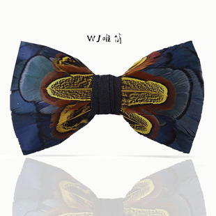 Simple 279 Men's Bow Tie Feather Ink Blue Wedding Groom Men's Wedding Suit Collar Bow Green Collar