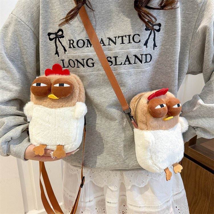 Little Red Riding Book Same Style Plush Mobile Phone Bag Cartoon Doll Portable Crosbody Bag Mobile Phone Bag Ugly Cute Chicken Children's Bag