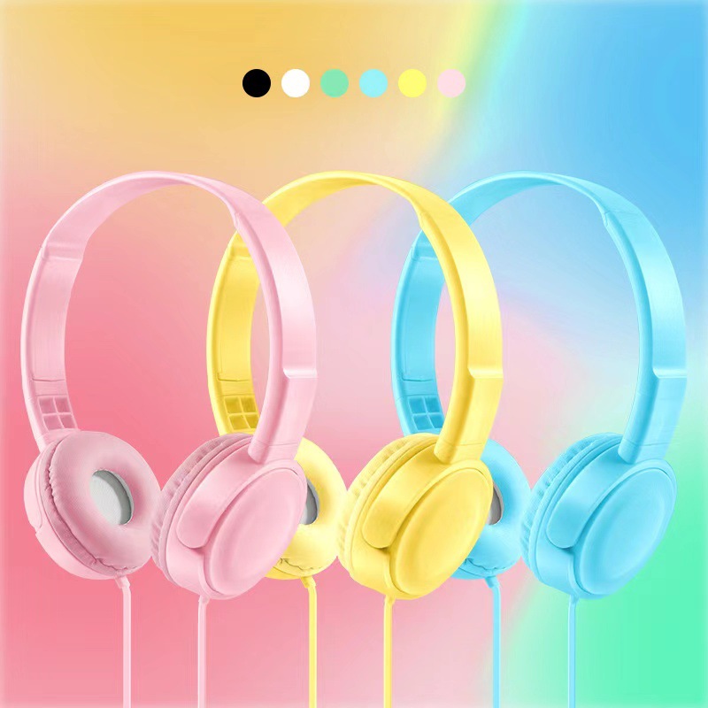 Transfronterizo auriculares MZ-026 macaron cinta micrófono con cable para niños auriculares de control de alambre auriculares de la computadora al por mayor