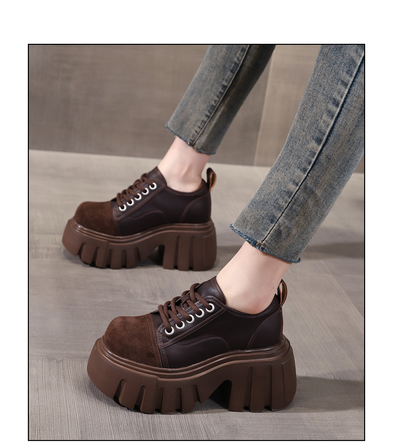 Giày loafer nữ đế xuồng platform tăng chiều cao 9 cm — màu nâu chi tiết 15