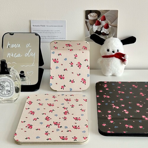 Delicate Girl's Heartbreak Flower Folding Mirror Makeup Mirror Portable Travel Student Dormitory Stand-Up Small Mirror