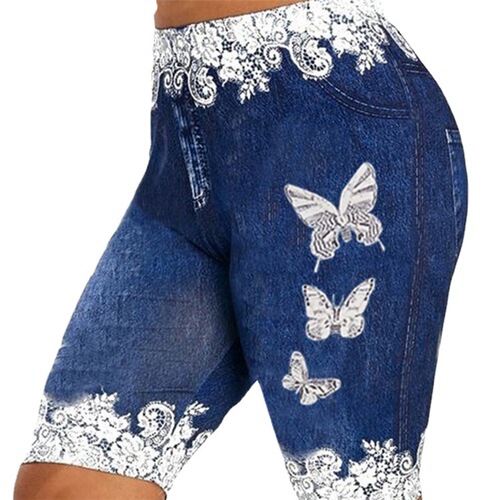 New Style High-Waist High-Elasticity Printed Butterfly Slimming Casual Yoga Leggings Shorts NS3058