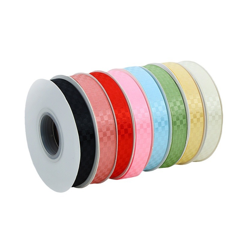 Cinta a cuadros con cinta a cuadros, caja de regalo de flores, embalaje, cinta de tela, lazo, cinta de bricolaje hecha a mano, personalización transfronteriza