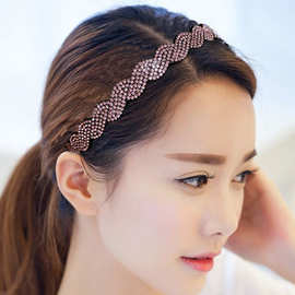韩国成人刘海夹淑女压发箍粉水钻发窟简约细边发带头花头饰品批发