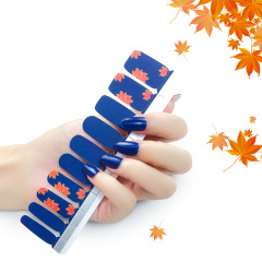 Zhengxiang Custom Amazon Nail Stickers: Green Onion Powder Nail Polish Film & Cross-Border European/American Plaid Maple Leaf Nail Decals