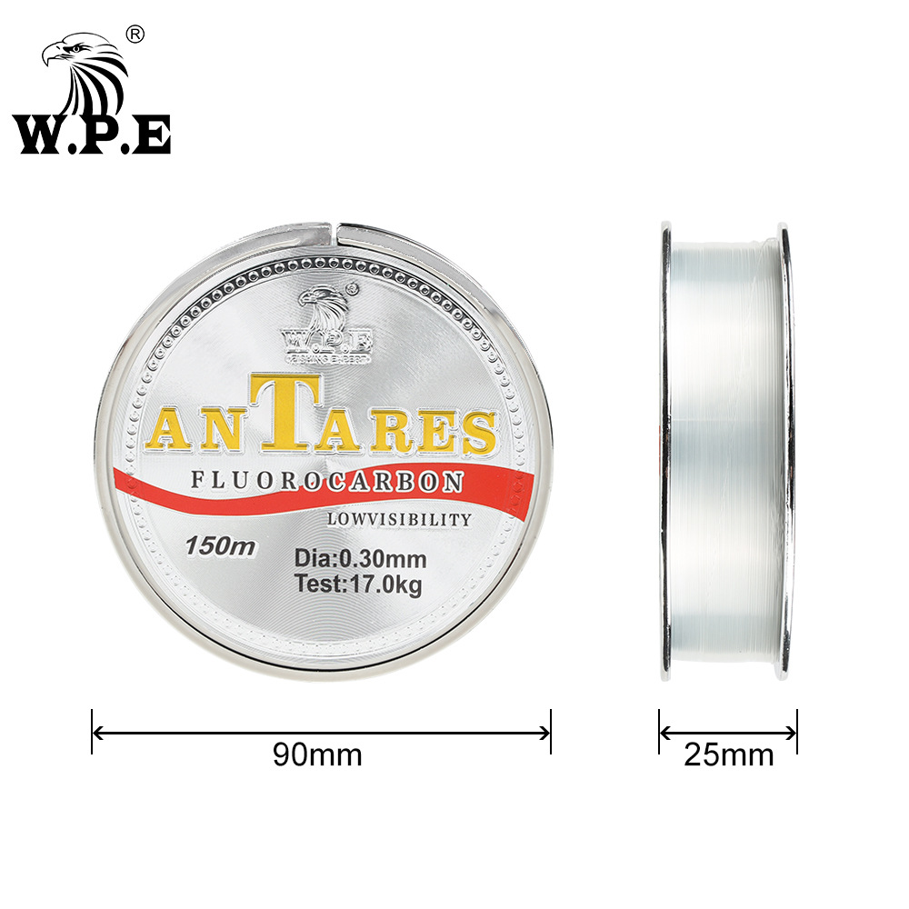 W.P.E línea de pesca recubrimiento de fluorocarbono línea principal 150 m recubrimiento de fluorocarbono pesca invisible línea de pesca herramientas de pesca de fibra de carbono
