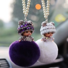 女司机上档次车内挂件汽车蒙奇奇带钻毛绒女神高品质车载跨境热卖