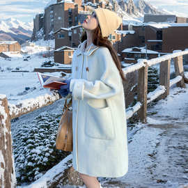 米白色双面羊绒大衣女秋冬2024新款韩系奶油系小个子毛呢大衣