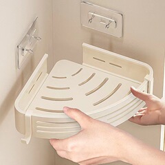 Cream Style Bathroom Shelf Corner Turning Corner Without Drilling Wall Mounted Toilet Bathroom Washing Area Vanity Sink Storage