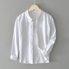L926春夏季新款純色棉麻長袖襯衫男士休閑簡約基本款襯衣一件代發