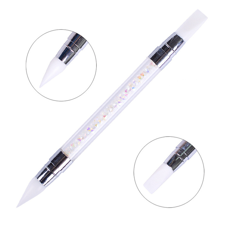 Cross-Border Exclusive Supply of Double-Ended Silicone Nail Art Pens, Hollow Carving Embossing Pens, Soft-Tipped Nail Brushes with Rhinestone Handles Cross-Border Exclusive Supply of Double-Ended Silicone Nail Art Pens, Hollow Carving Embossing Pens, Soft-Tipped Nail Brushes with Rhinestone Handles