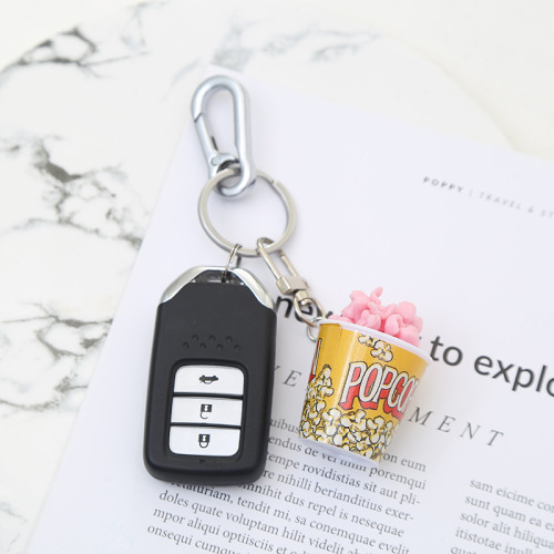  New Mini Popcorn Keychain Fun Food Toy Bag Pendant Popcorn Model Wholesale