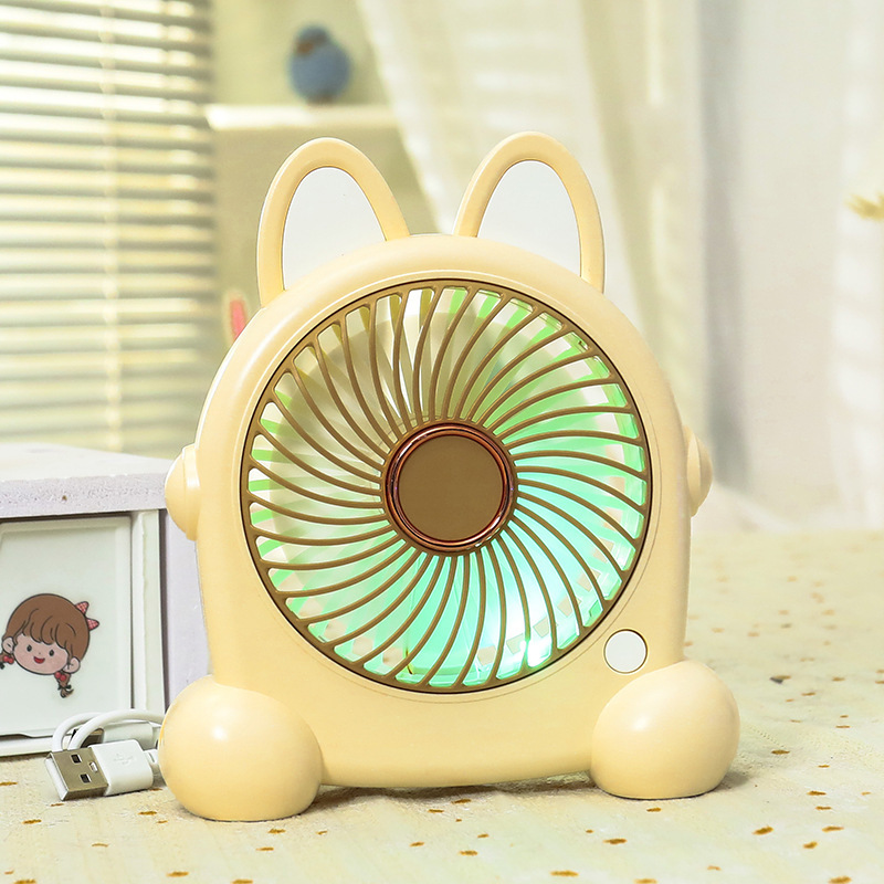 新型萌え犬かわいい扇風機USB充電三段角度調整デスクトップベッド家庭用手持ち扇風機|undefined