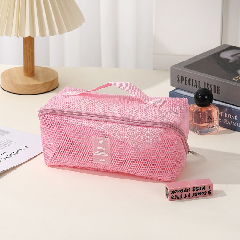 Nuevo producto transfronterizo bolsa de cosméticos de hilo de red para mujer de gran capacidad, sensación avanzada, bolsa de almacenamiento de lavado de viaje multifuncional
