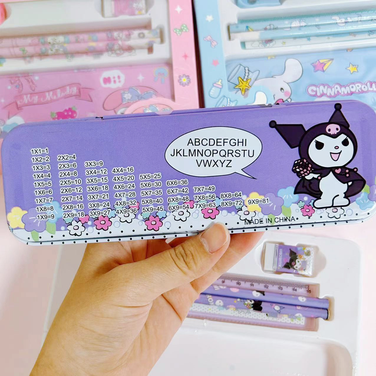 Sanrio-caja de regalo de papelería, conjunto de papelería transfronterizo, lápiz Kuromi, papelería de aprendizaje para niños, regalo de recompensa, venta al por mayor