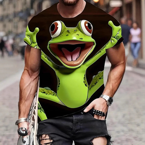European and American 3D T-shirt for men, street-style, quirky animal design, round-neck short-sleeved—ME1 source factory.