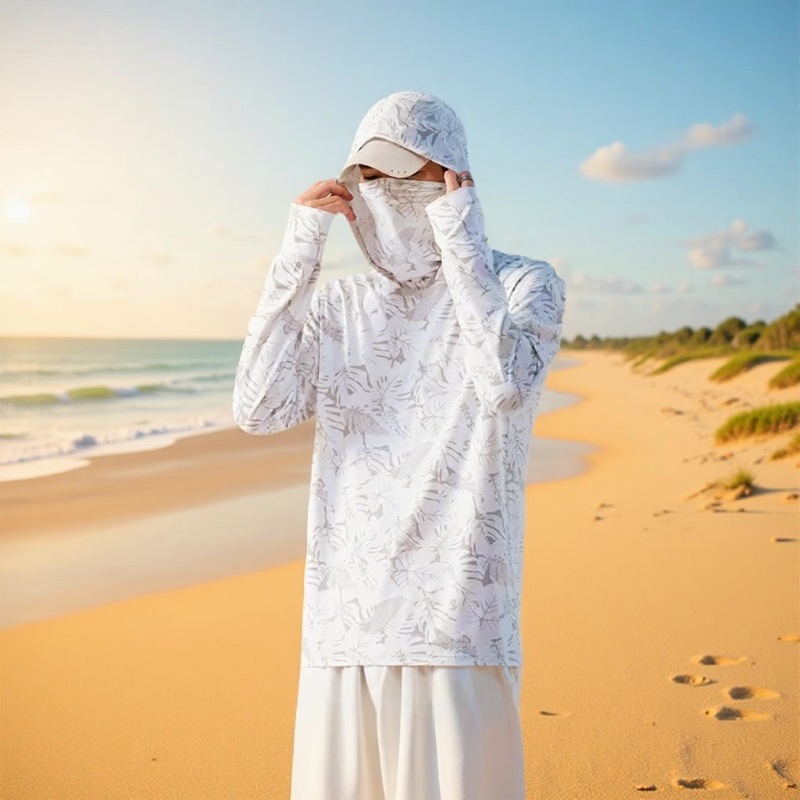 Fishing Clothing Sun Protection Clothing Summer Ultra-Thin Face-Covering Fishing Ice Silk Lure Anti-Uv Thin Breathable Outdoor Sun Protection