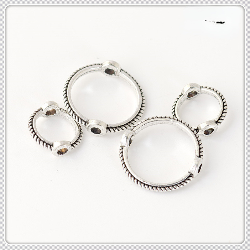 Venta al por mayor aleación de plata Xizanga plateado plata antigua doble agujero anillo de cuentas hecho a mano espaciador DIY accesorios de joyería perlas sueltas
