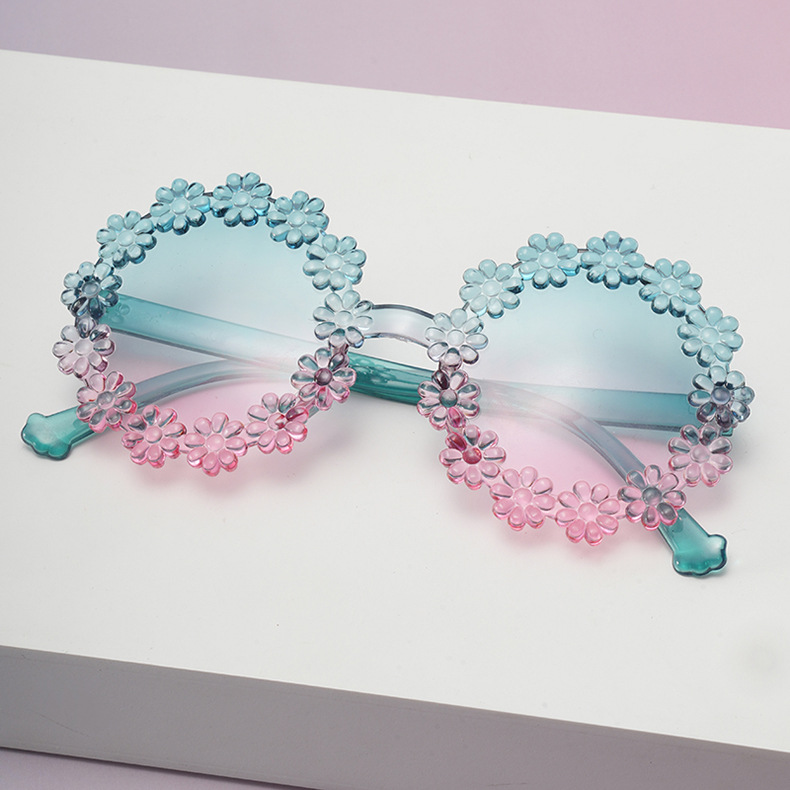2026 nuevas gafas de sol de margarita para niños gafas de pétalos de marco redondo lindas bebés fotos gafas de sol UV