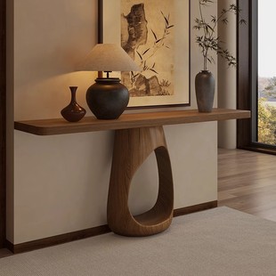 New Chinese Style Solid Wood Console Table for Home Decoration, Wall-Mounted Sideboard for Entryway, Hallway, Foyer, Living Room Storage Table