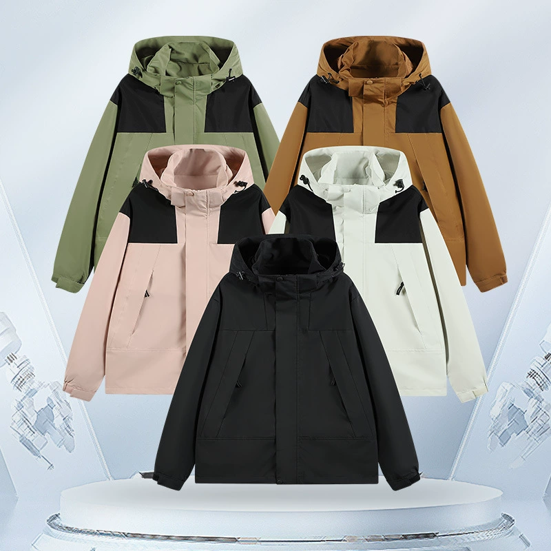 2025 новая куртка на открытом воздухе пара сшить цвет съемная шапка водонепроницаемая ветрозащитная куртка молодежная куртка альпинистская куртка
