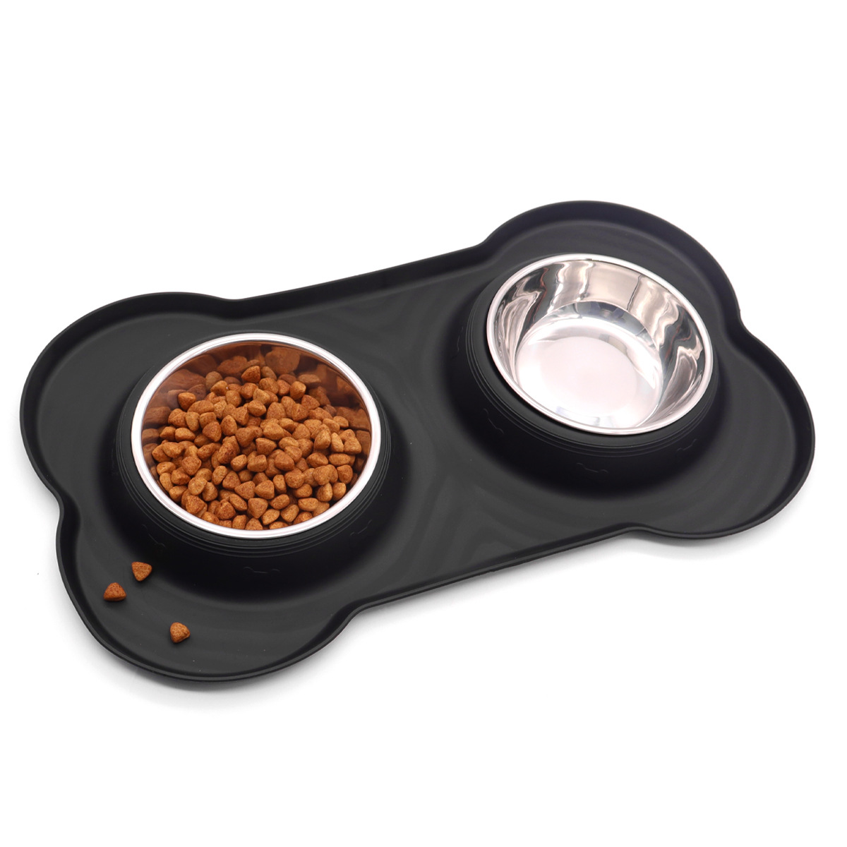 Tazón para perros Tazón para perros Anti-volcado Tazón de arroz para perros de acero inoxidable Tazón doble Tazón para comida para perros 2 Tazón para beber Tazón para mascotas al por mayor