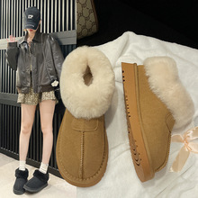 厚底毛毛棉鞋女外穿2023冬季新款保暖时尚韩版绒面套脚雪地靴
